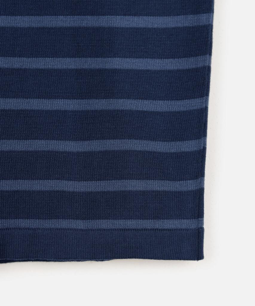 247Silijeu Supima Cotton Striped Half Knit Dark Navy