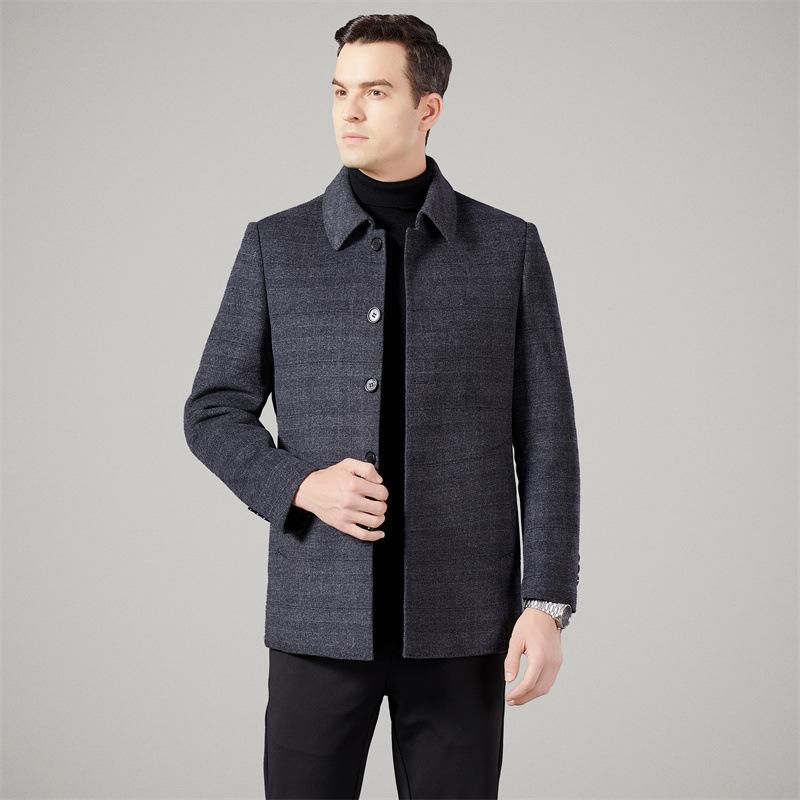 

Новое осенне-зимнее шерстяное пальто со съемной подкладкой из двух сторон, мужское шерстяное пальто с лацканами, шерстяное пальто средней длины 195