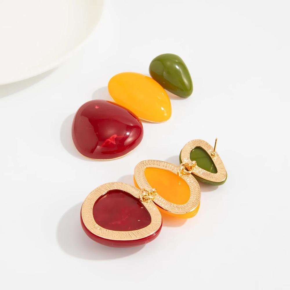 Personality Vintage Resin Acrylic Geometric Pendant Earrings for Women Bohemian Colorful Drop Earring Y2K Jewelry Accessories