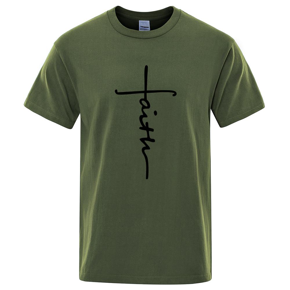 Pure Cotton Retro Faith Print Summer T-shirt For Men Women Fashion High Quality Short Sleeve Loose Sports Tshirt Breathable Top