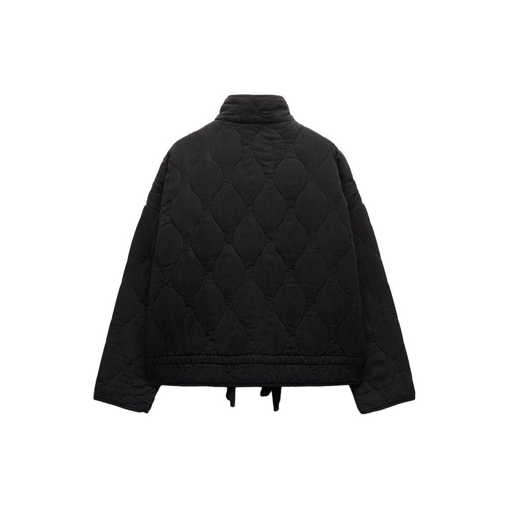 Zara Solid Color Pocket Zipper Long Sleeve Cotton Jacket Women Jackets Black 04088242800-33