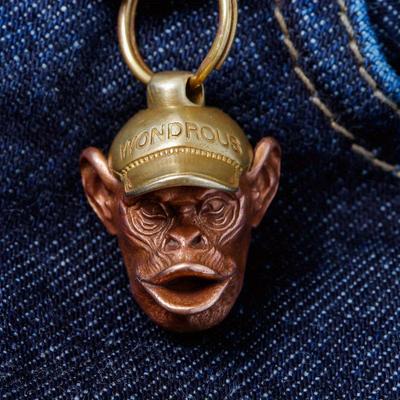Messing Tier Gorilla Affe Statue Antike Sammlung Anhänger Exquisit EDC DIY Gewebtes Paracord Lanyard Schlüsselanhänger Anhänger A