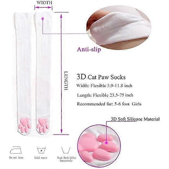 Katzenpfoten-Socke, Flauschige Pfotenpolster-Socken Rosa Niedliche Oberschenkelhohe Socken für Mädchen Kinder Frauen Cosplay Zehen-Bohnen-Socken