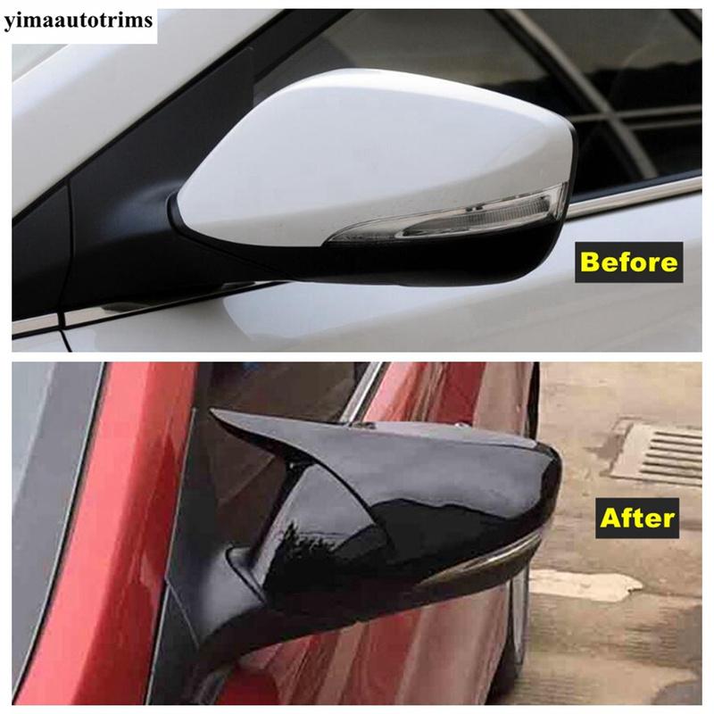 Ox Horn Blade Style Rearview Mirror Cover Trim For Hyundai Elantra Veloster 2011 - 2015 Black / Carbon Fiber Look  Accessories