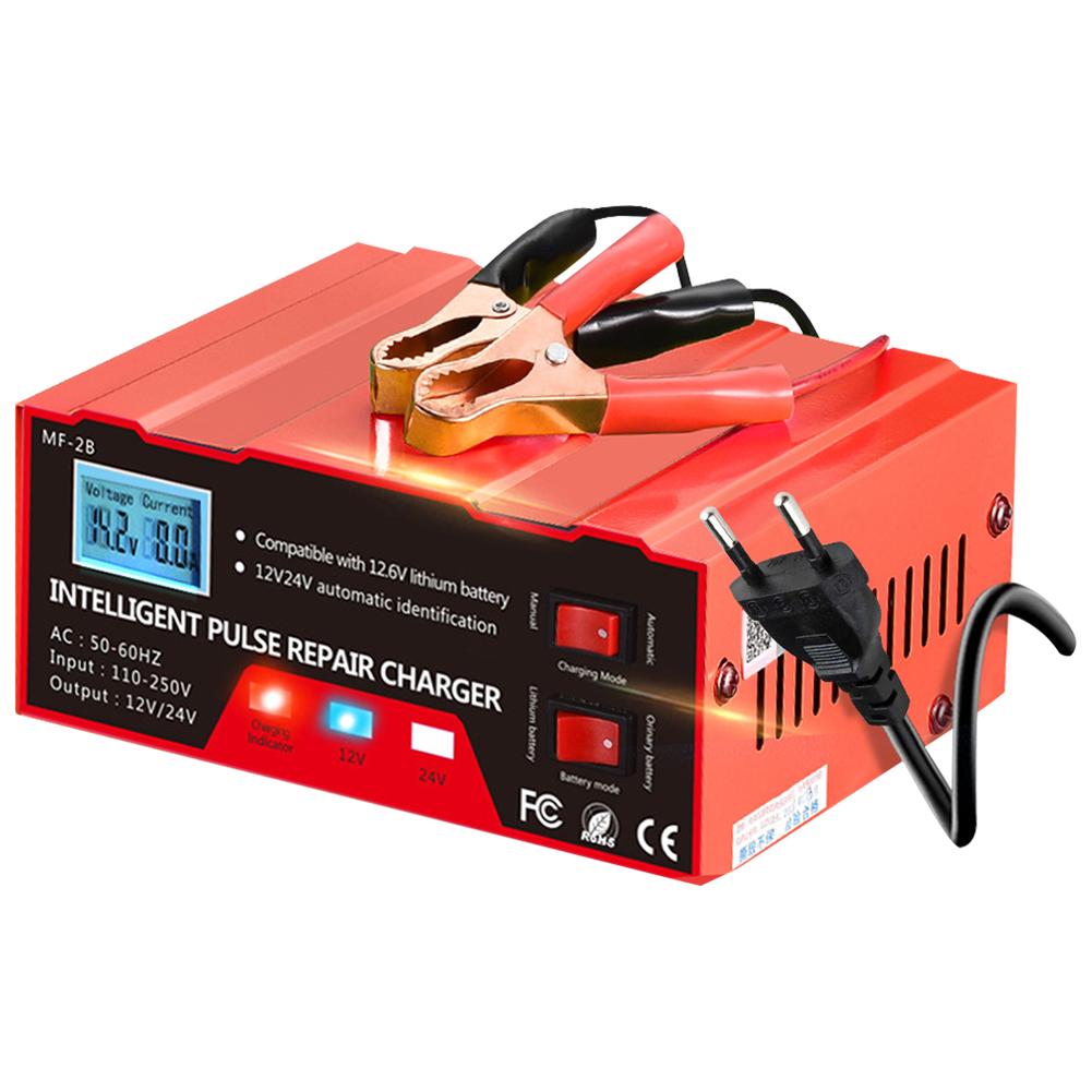 12V/24V Plně automatická nabíječka autobaterií LCD displej Inteligentní pulzní oprava Nabíječka baterií 180W Nabíječka pro nákladní automobily a motocykly