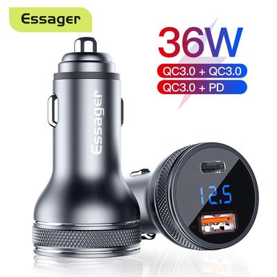 Essager Mini încărcător de mașină USB Încărcare rapidă 3.0 Încărcător de încărcare rapidă pentru iPhone Xiaomi Auto Type C QC PD 3.0 Încărcător pentru telefon mobil