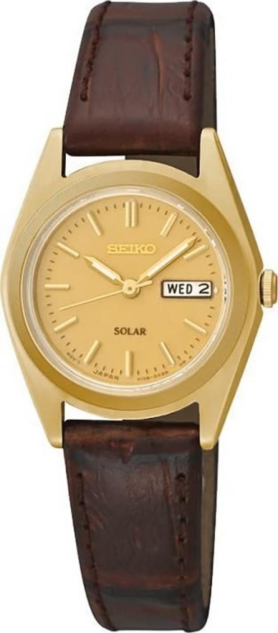 

[Seiko] SEIKO Reimported Women s Solar Gold Dial Brown Leather SUT120 Watch [Товар]