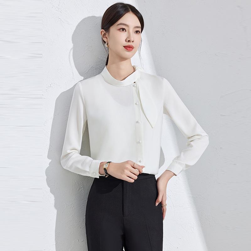 Women's 2024 Autumn Chiffon Long-Sleeve Professional Suit Shirt