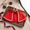 Puppy Christmas Costume Pet Cape with Bow, Red Cloak for Small Medium Dogs & Cats, Holiday Outfit White Wavy Trim, Festive Apparel Pets Dog