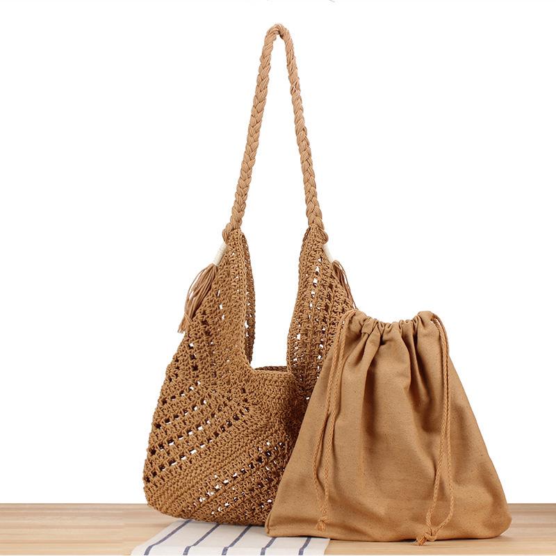 

Exquisite Handmade Triangle Knit Shoulder Bag for Beach and Commute