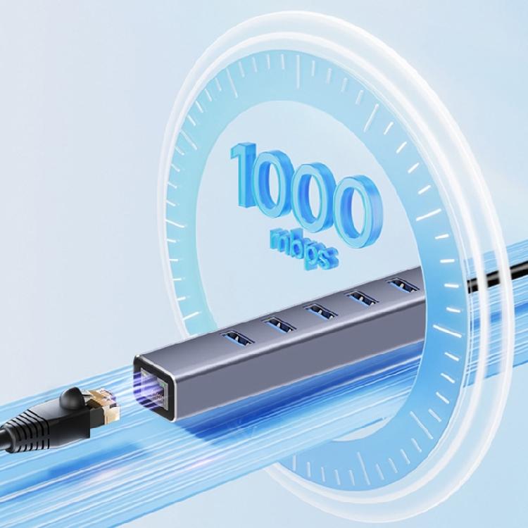 USB 3.0 To RJ45 Ethernet Adapter With 3 Port Hub Suitable For Computers High Speed Networking On PC Enhances Connection