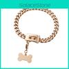 Fashion Chain Dog Collar With Bone Tag Design Suitable For Pet Daily Decoration