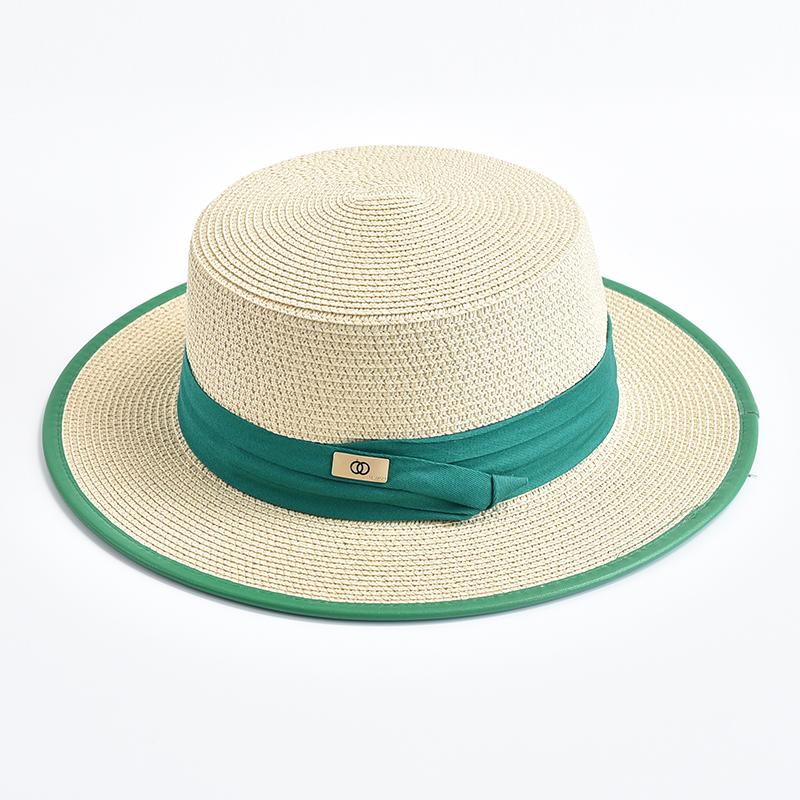 

Новая модная соломенная шляпа для девочек для женщин, с плоским верхом и лентой, с бантом, пляжная шляпа от солнца, уличные праздничные шляпы-лодочники 56-58cm