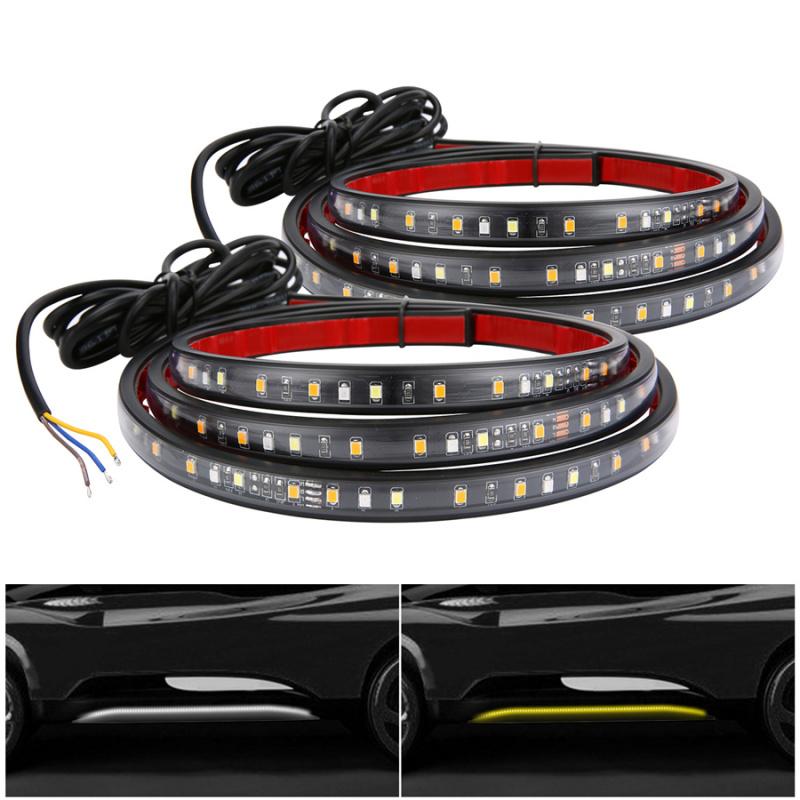 2 X 24" Running Board Side Step Led Light Amber White Turn Signal Drl Strip Bar