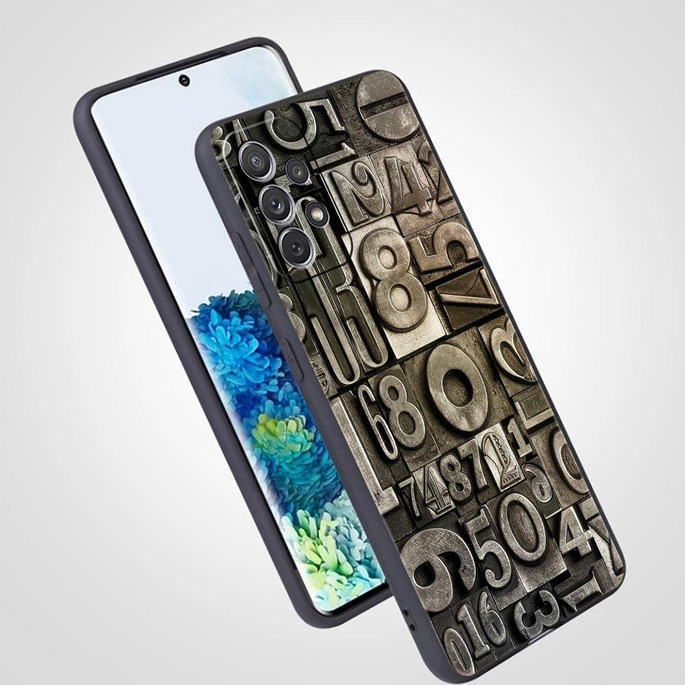 Number Pattern Phone Case for Samsung Galaxy A55 A35 A17 A07 A15 A13 A25 A51 A71 A72 A73 A32 A52 A52S A41 5G Soft TPU Shell Bags