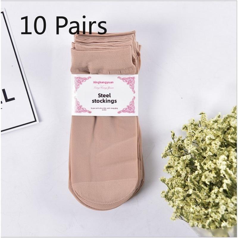 

10 пар женских летних износостойких чулок с антизацепляющейся стальной проволокой 10 Pairs телесный