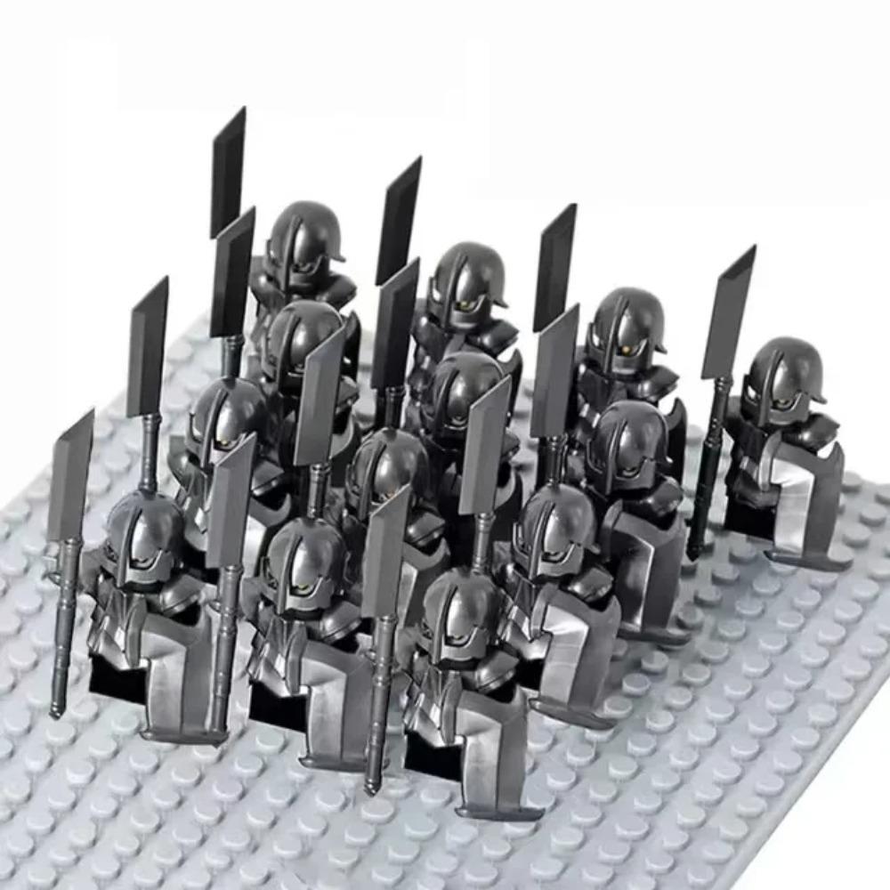 13Pcs Mini Gondor Battle Spearman Body Gurad Infantry VS Roman Solider Eomer Rohan Warriorr Figures Blocks Set Toys for Kids