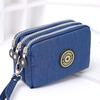 Coin Purse Women Small Wallet Washer Wrinkle Fabric Phone Purse Three Zippers Portable Make Up Bag 8 Colors