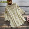 Women's Fashion Casual 3/4 Sleeves O-Neck Blouses & Shirts