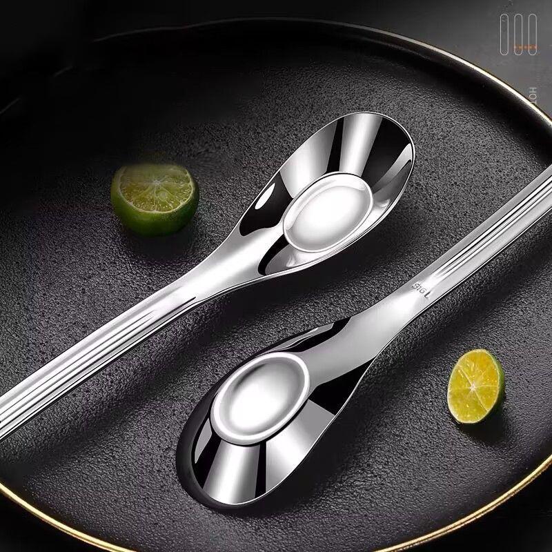 Stainless Steel Spoon Net Red Golden Dinner Long Handle Stirring Dessert Spoons For Kitchen Accessories Gadgets