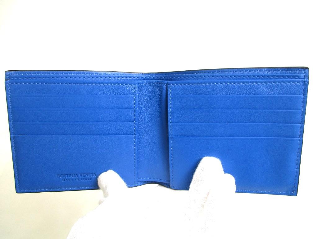 Authentic BOTTEGA VENETA Intrecciato Black Blue Leather Bifold Bill Wallet #a351  Refurbished