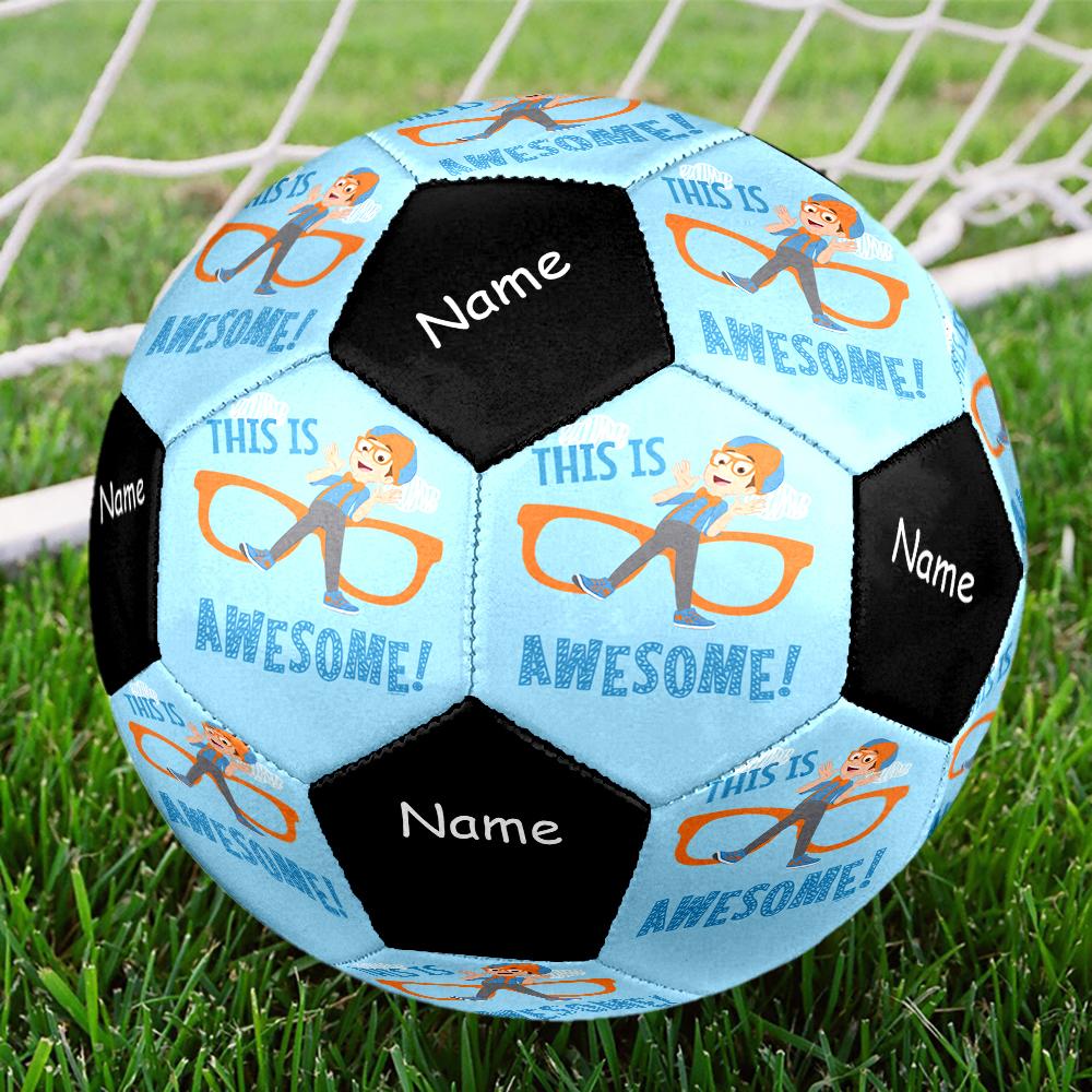 Custom Name Blippi Theme Size 5 Soccer Ball, Suitable for Both Indoor and Outdoor Matches, a Gift Suitable for Everyone.
