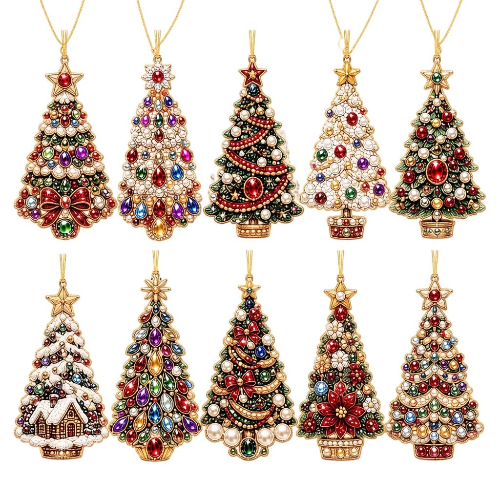 Christmas Wooden Decorations Set of 6 Wood Holiday Ornaments for Indoor Home Decor