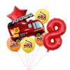 Fire Truck Aluminum Film Digital Balloon 7Pcs Birthday Party Decoration Balloon Venue Arrangement Set