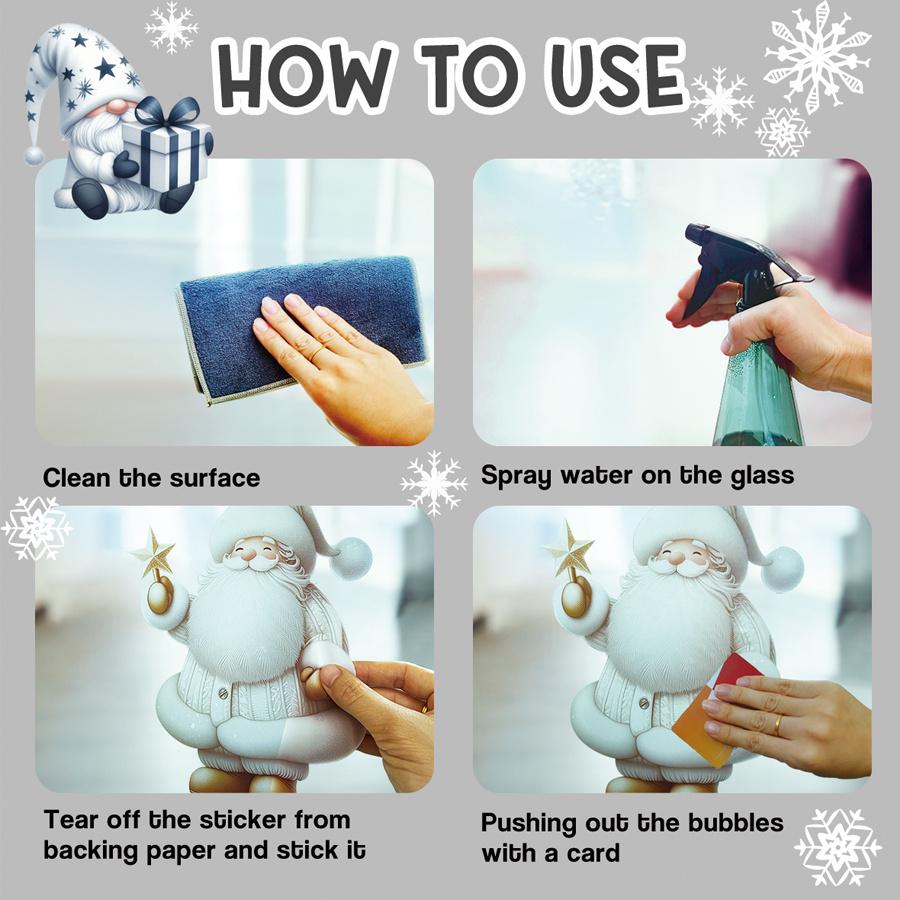 2 Bögen Niedliche Weihnachtsfensteraufkleber - Weihnachtsmann, Rentier & Schneeflocken Abnehmbare statisch haftende Aufkleber, Wiederverwendbare PVC-Feiertagsdekoration