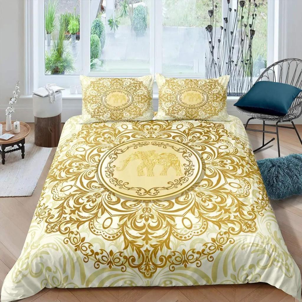 Victoria Baroque Bedroom Quilt Set Three-Piece Bohemian Exotic Duvet Set