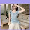 Top For Women Summer Blouse With Ruffle And Bow Details For Casual Wear