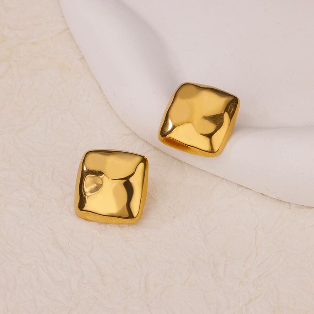 Stainless Steel Square Earrings For Women Gold Color Vintage Geometric Stud Piercing Earring New Party Wedding Jewelry Gift