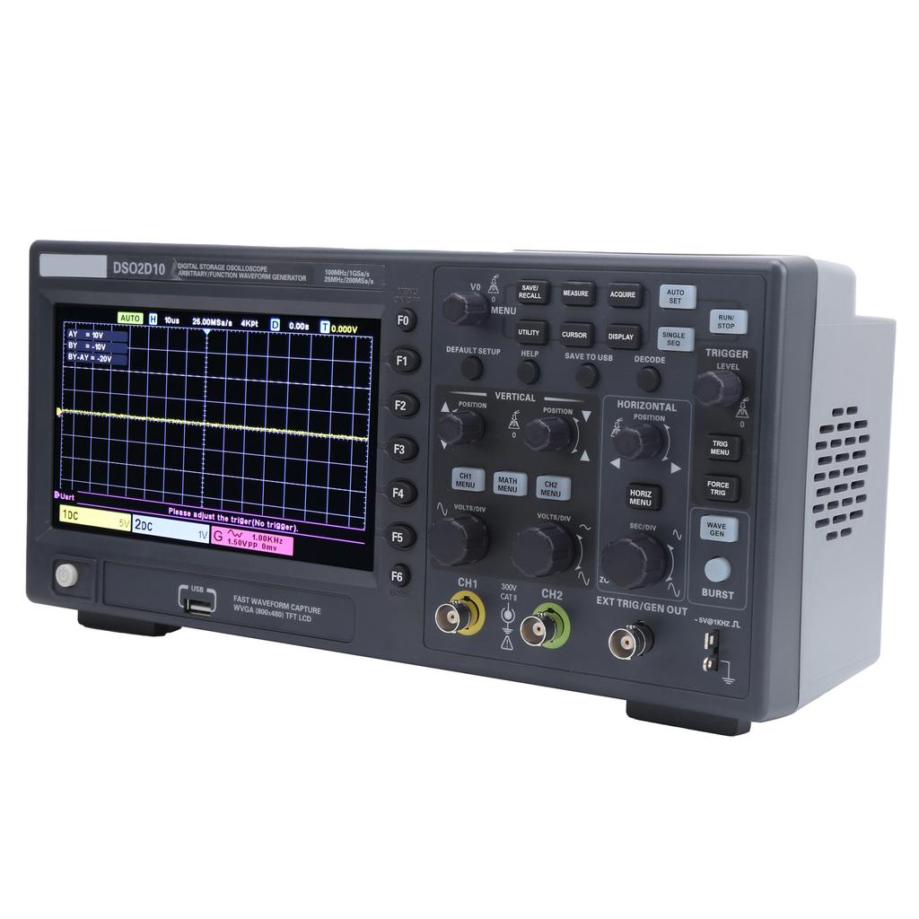 DSO2D10 2CH Digital Storage Oscilloscope 100MHz 1GSa s 8M with 1CH Signal Source for Electronic MaintenanceUS Plug
