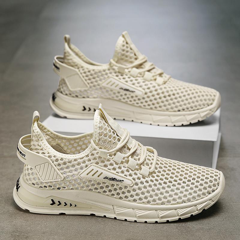 

Мужские летние удобные спортивные кроссовки Vance Coconut для студентов и мальчиков, мужские летающие тканые дышащие повседневные трендовые кроссовки для спортзала на мягкой подошве 44 бежевый