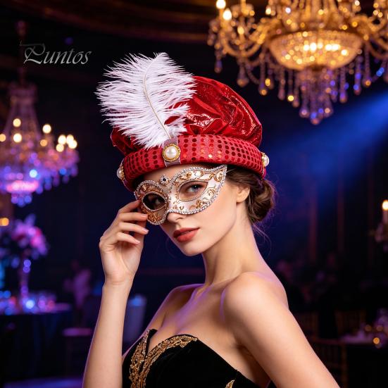 Accessory for Stage Shows Indian Sultan Hat, Shiny Sequins Feather Plume Cap, Novelty Arabian Comfortable Soft Lining Sequin Hat Prince Costume Dress