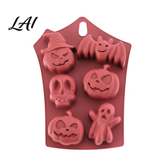 Halloween Snack Making Tools Silicone Baking Mold Pumpkin Ghost Bat Skull Cake Pan Non Durable Heat Resistant Stick Chocolate Fondant Maker