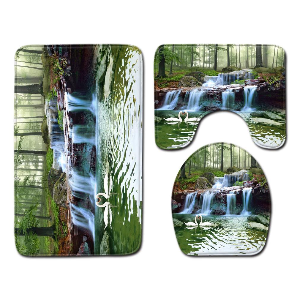 

Cool Pattern Bathroom Floor Mat Toilet Three-Piece Set 45cmx75cm
