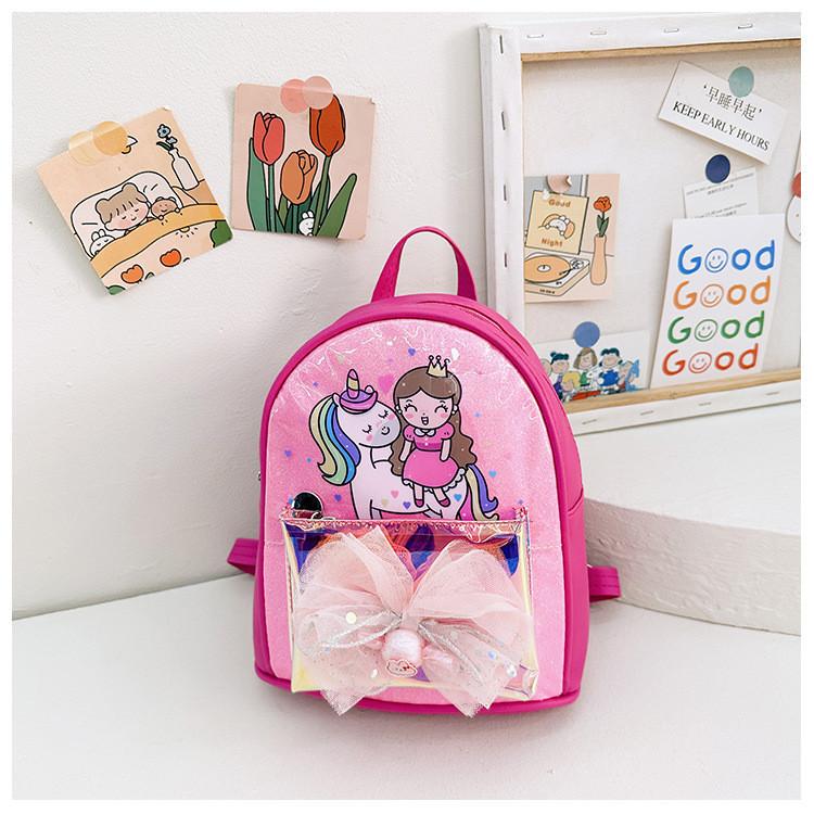Adorable Unisex Kindergarten Backpack For Kids With Cute Pony Design In Blue Purple Pink And Rose Red маджента