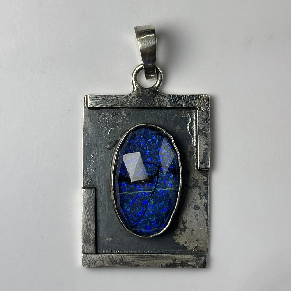 Natural Opal Pendant 925 Sterling Silver 41.4 ct Aurora Oval October Birthstone for Gem Collections
