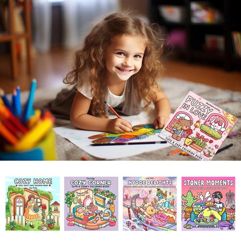 Stress Relief Coloring Book Educational Paperback Montessori Drawing Toy  for Adults And Teens