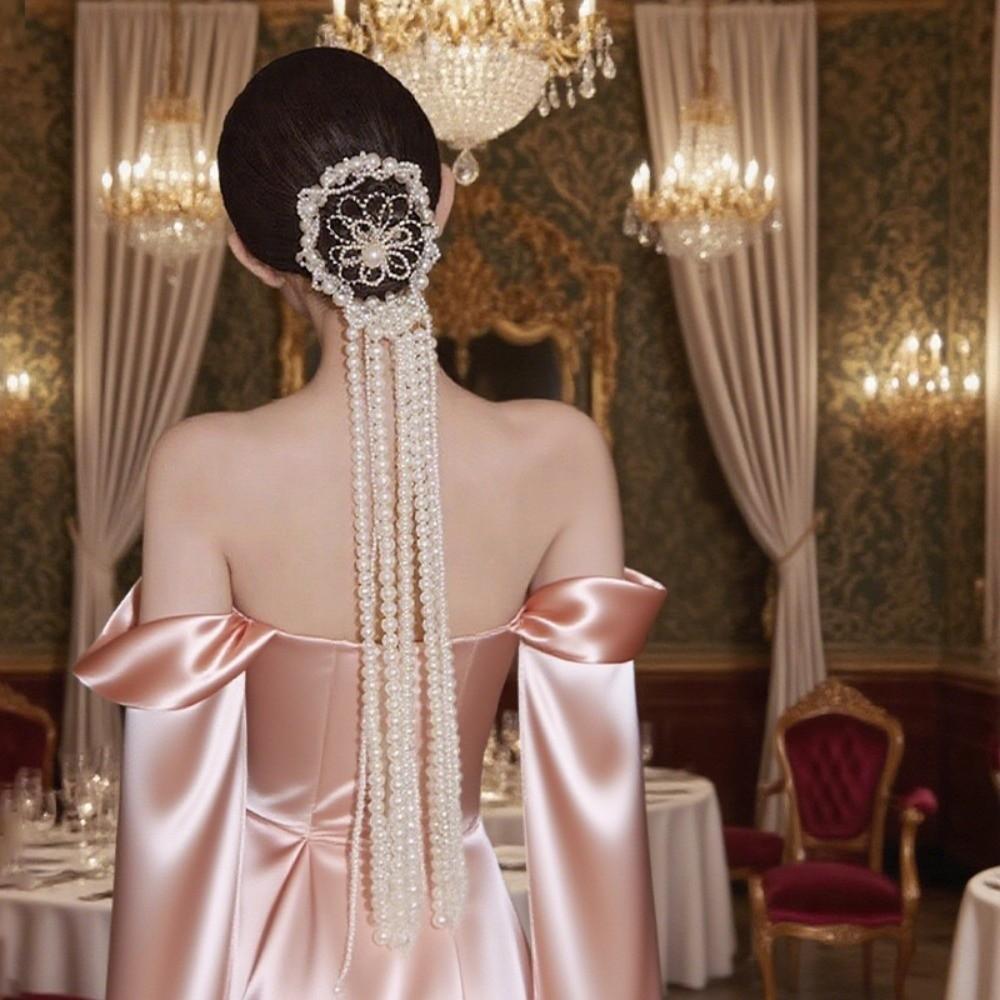 Exquisite Flower Hair Clip Elegant Bride Hair Vine Pearl Tassels Hair Accessories Wedding Dress