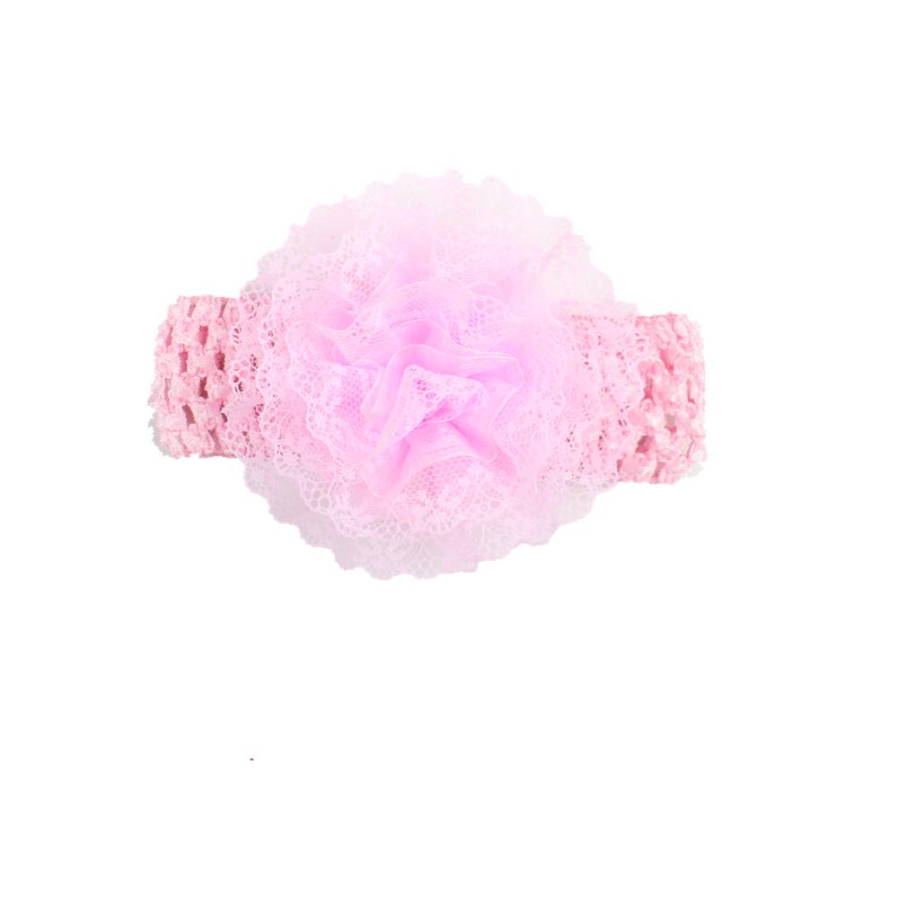 Chiffon Flower & Lace Elastic Baby Headband - 8 Colors