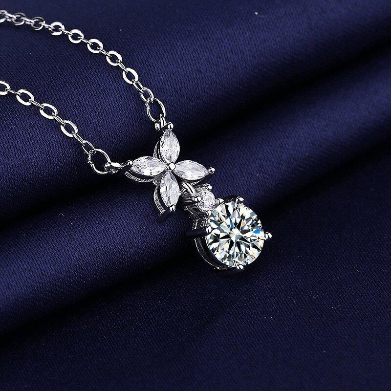 New Fashion 925 Sterling Silver Jewelry Round Zircon Pendants Necklaces Women Fine Semi Rhinestone Circle Clavicle Chain Choker