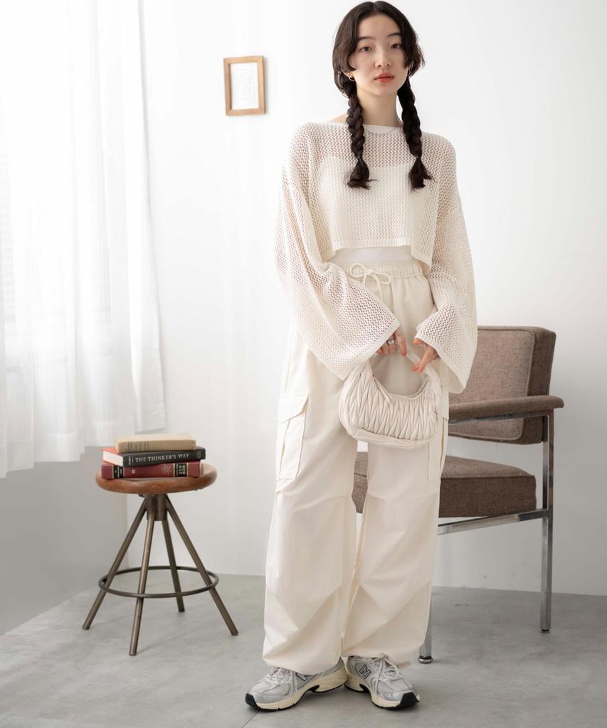 WEGO Short Mesh Knit Long Short Korean Size White Pullover, Sleeve, Top, Spring/Summer Outfit, Girly, Style, Gift, Present, Adult, Spring, Summer,