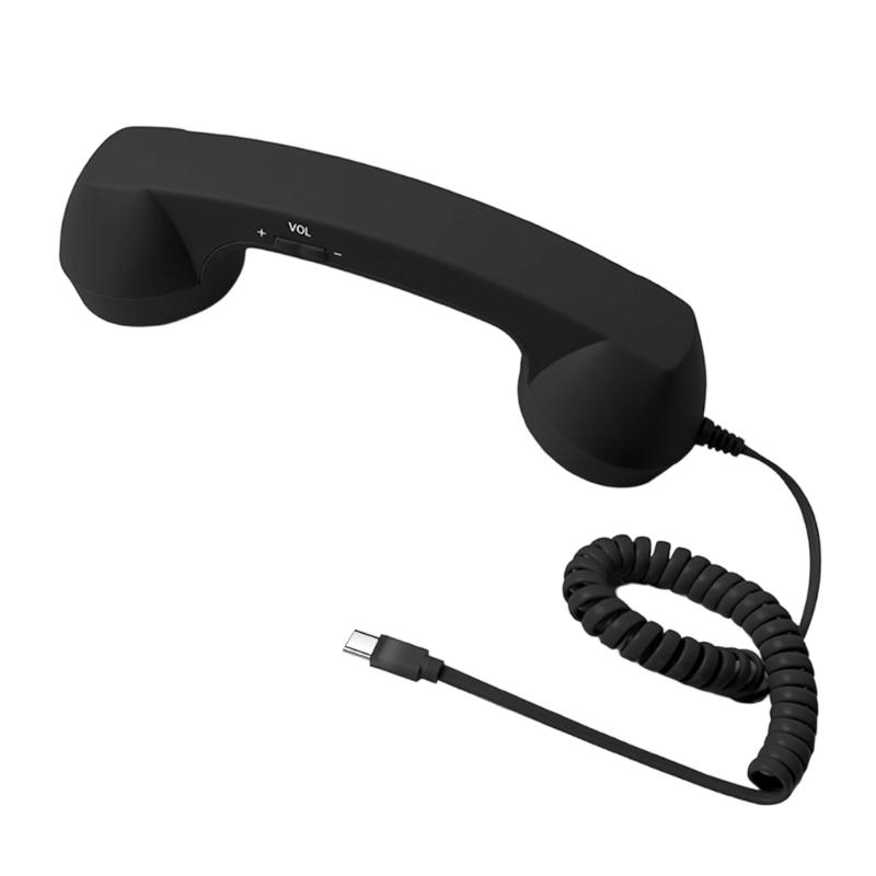 

Cord Telephone Handset With Answer/End Key Type C Direct Plugs Design Style Portable Receiver For Clear Calls чёрный