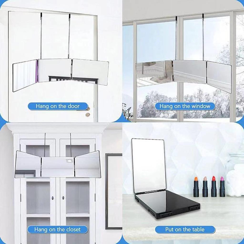 Three-Way Folding Telescopic Self-Haircut Mirror