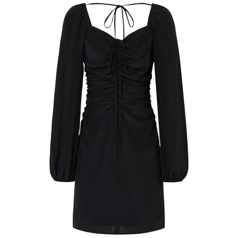 

MO&Co. Mulberry Silk Square Neck Lantern Sleeve Dress L