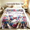 Butterfly Theme Soft Blanket Personalized Custom Name Text Print Warm Blanket Home Sofa Bedroom Decor