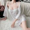 Pajamas summer French ice silk pure desire style new sexy chest pad lace premium two-piece set suspender nightgown