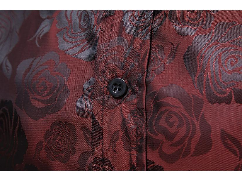 Men's Fashion Rose Print Long Sleeve Slim Fit Shirt – Autumn 2021 Collection